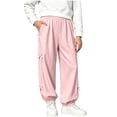 thumbnail image 3 of Bovxnpu Unisex Girls Casual Athletic Pants Girls Elastic Waist Side Bow Cuffed Breathable Lanterns Pants Bottoms, 3 of 7
