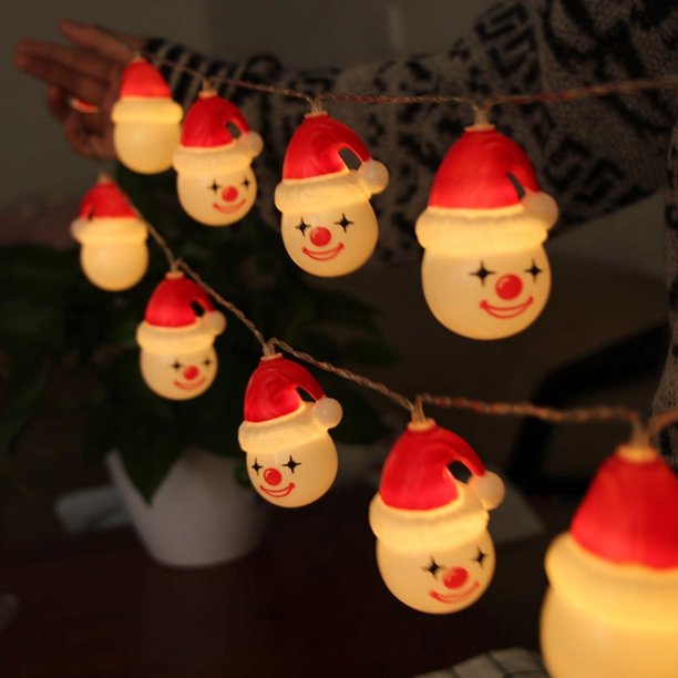 Cadena de luces de Payaso navideño , LED de hadas , para decoración del hogar, fiesta, Navidad, campingUSB2 metros y 10 luces