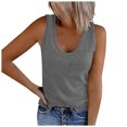 thumbnail image 2 of UTTOASFAY Womans Shirts Women's Solid Tank Tops Sleeveless U-Neck Base Shirt Summer Casual Workout Tees Gray 8(L), 2 of 6