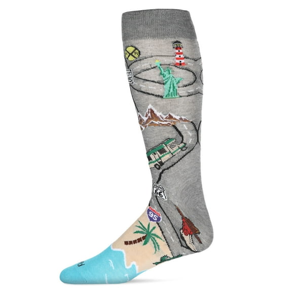 MeMoi Men's Road Trip Fun Bamboo Blend Novelty Crew Sock - Mens - Male
