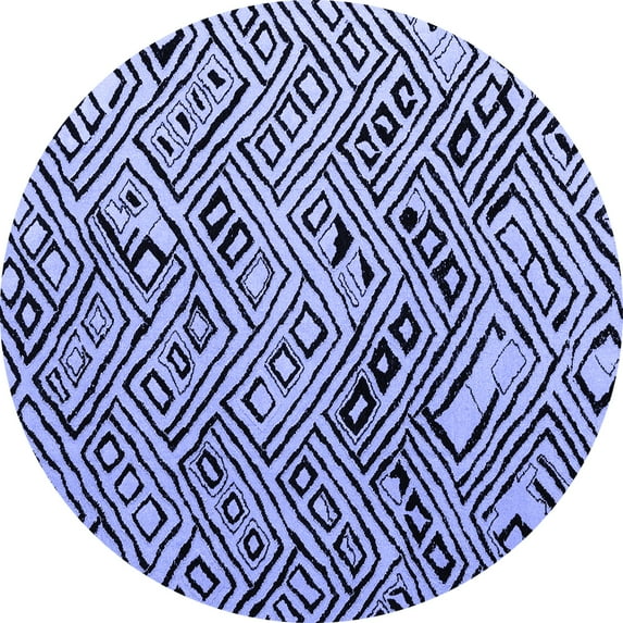 Ahgly Company Indoor Round Abstract Blue Modern Area Rugs, 8' Round