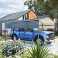 thumbnail image 4 of LZBEITEM 10x15 FT Metal Carport Kits, Heavy Duty Canopy with Galvanized Steel Roof, Outdoor Car Tent Garage Shelter Shade for Cars, Boats, and Tractors, 4 of 9