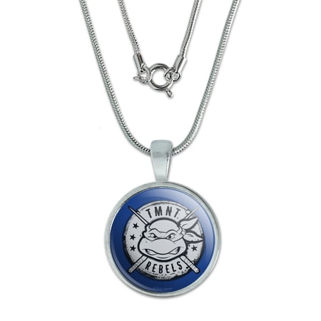 Teenage Mutant Ninja Turtles Rebels Badge 0.75 Pendant with Sterling Silver Plated Chain