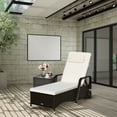 thumbnail image 4 of Costway Chaise Longue d'Extérieur Inclinable et Réglable en Rotin Osier pour Patio avec Coussin et Roues, 4 of 9