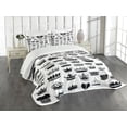 thumbnail image 3 of Ambesonne Queen Quilted Bedspread Set 3 Pcs, Various Crowns Imperial, Queen Size, Black and White, 3 of 5