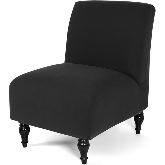 LavishCover Armless Accent Chairs Covers, Thick Armless Recliner Sofa Cover Stretchable, Removable Armless Chair Slipcover for Living Dining Room Hotel (Black, 1pc)