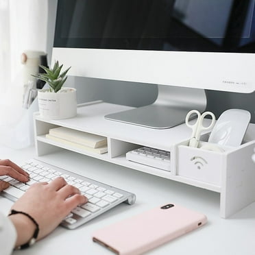 Kabuer Monitor Stand for Computer, Laptops, Desk Shelf Organizer for Office, Dormitory, Home Wooden