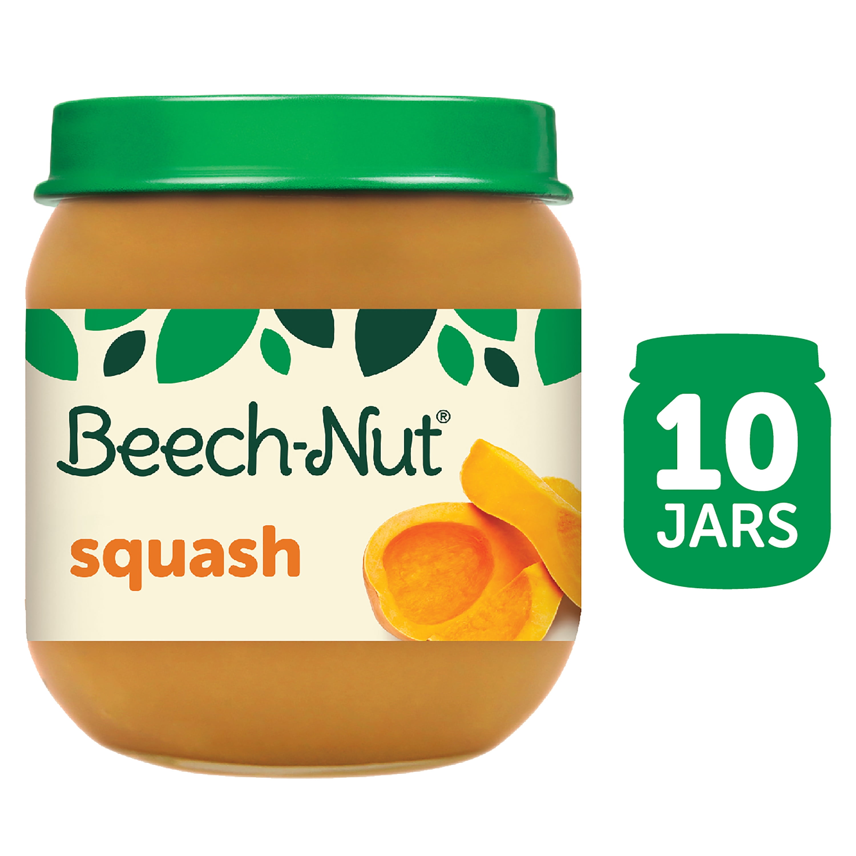 BeechNut Stage 2 Baby Food, Squash, 4 oz Jar, 10 Pack