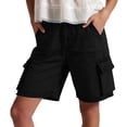 thumbnail image 2 of Cagogo Women Cargo Shorts Elastic Waist Loose Flowy Casual Solid Regular Fit Summer Beach Lounge Party Shorts with Pockets, Black M, 2 of 9