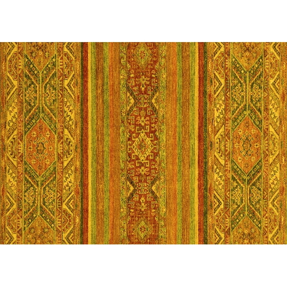 Ahgly Company Machine Washable Indoor Rectangle Abstract Yellow Modern Area Rugs, 3' x 5'