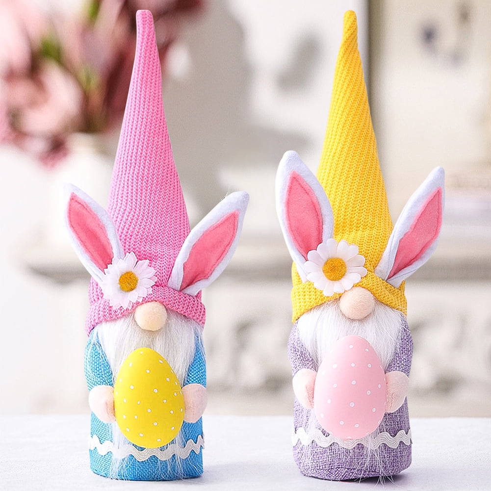 Kepooman 2 Pcs Faceless Rudolph Rabbit Doll Toys Holding Egg for Adults Teens Kids, Blue + Purple