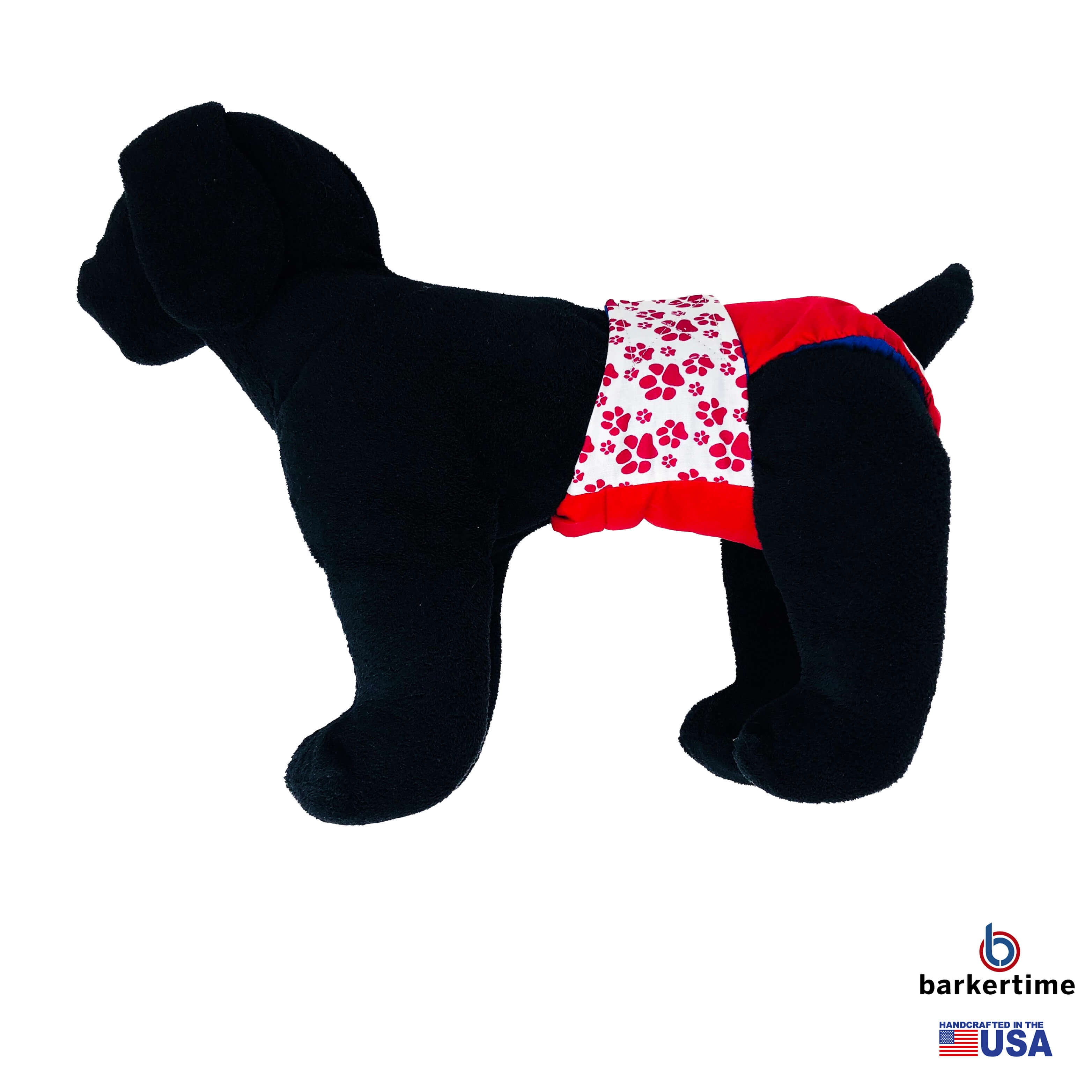 Barkertime Happy Paws on Red Dog Diaper