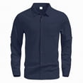 thumbnail image 5 of Ccpelsie Button Up Long Sleeve Shirts for Men Big and Tall Lightweight Mens Dress Solid Color Shirts(A01-Navy,S), 5 of 5