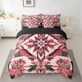 thumbnail image 2 of Red Southwestern Bedding Set Full Size,Vintage Aztec Comforter Set,Tribal Geometry (Comforter+Fitted+Flat Sheet+2 Pillowcases+2 Throw Pillow Covers) 7 Pieces Western Boho Bed Set, 2 of 5