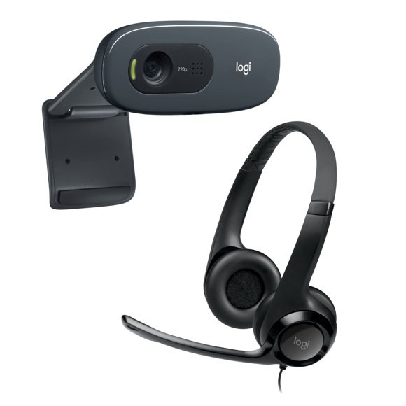Auriculares Logitech USB H390 con micrófono con cancelación de ruido y cámara web C270