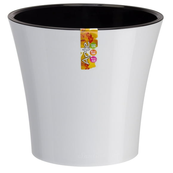 Santino Self Watering Planter Arte 8.6 Inch White/Black Indoor Flower Pot for All House Plants, Flowers, Herbs, Succulents