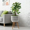 thumbnail image 3 of Casafield Floor Planter with Wood Legs in White, Planter Basket with Stand, Large Plant Pot Cover with Liner, 3 of 7