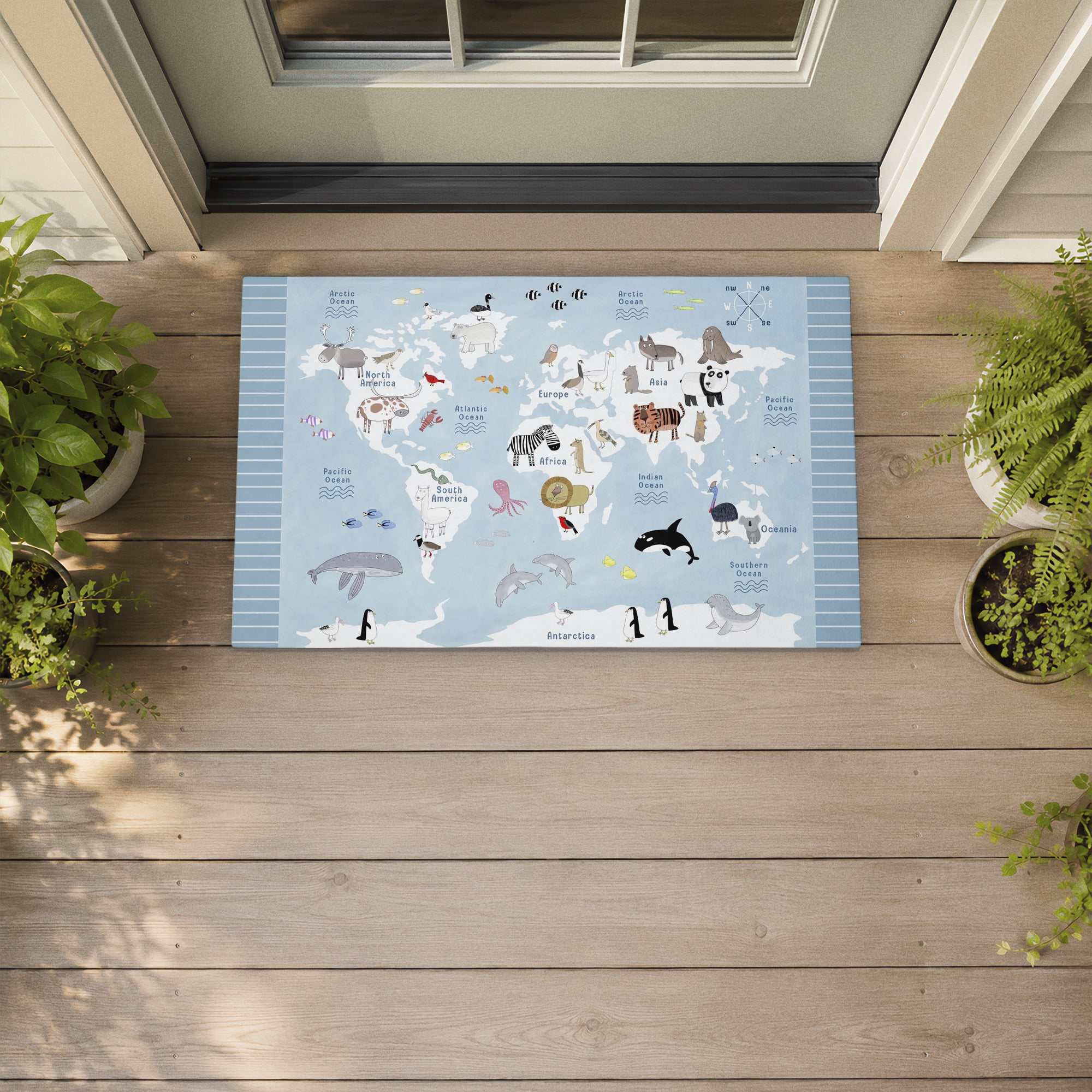 Stupell Industries Educational Animals of the World Printed Outdoor Door Floor Mat, design by Carla Daly