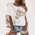 thumbnail image 1 of ICHUANYI Clearance Women's Fashion Casual Printing Loose Short Sleeve T-shirt Pullover Tops(White, XXL) ICHUANYI WER2023080912645, 1 of 5
