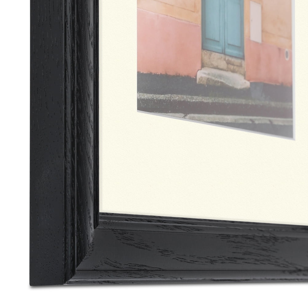 ArtToFrames 22x28 Matted Picture Frame with 18x24 Single Mat Photo Opening Framed in 1.25 Black Stain on Solid Red Oak and 2 Brilliant White Mat (FWM-4083-22x28)