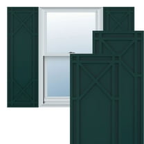Ekena Millwork 18"W x 78"H True Fit PVC Bungalow Fixed Mount Shutters, Thermal Green (Per Pair - Hardware Not Included)