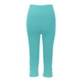 thumbnail image 7 of Capri Leggings for Women Pull on Stretch Cropped Pants Slim Fit Soft Knit Lounge Bottom Everyday Wear Casual Comfy,XL,#02 Light Blue, 7 of 7