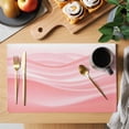 thumbnail image 2 of Pink Striped Placemats Set of 4, Modern Abstract Art Wave Moire Gradient Placemats for Dining Table, Place Mats for Kitchen Tabletop, Waterproof Wipeable Dining Table Mats Set, 2 of 9