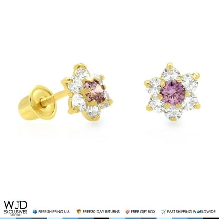 14k Yellow Gold 0 50ct Diamond And Alexandrite Flower Shape Stud Earrings 6mm 14k Yellow Gold 0 50ct Diamond And Alexandrite Flower Shape Stud Earrings 6mm