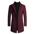 thumbnail image 1 of UKAP Men Pea Coat Solid Color Trench Coats Lapel Jacket Mid Length Work Outwear Wine Red S, 1 of 3