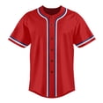 thumbnail image 3 of Men's Red Baseball Jersey Button Down Shirt Hip Hop Baseball T-Shirt Sportswear, 3 of 5
