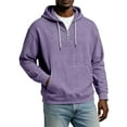 thumbnail image 2 of Men's 1/4 Zip Hooded Sweatshirt for Casual Wear, Winter Lounge, and Christmas Relaxation,Purple,4XL, 2 of 6