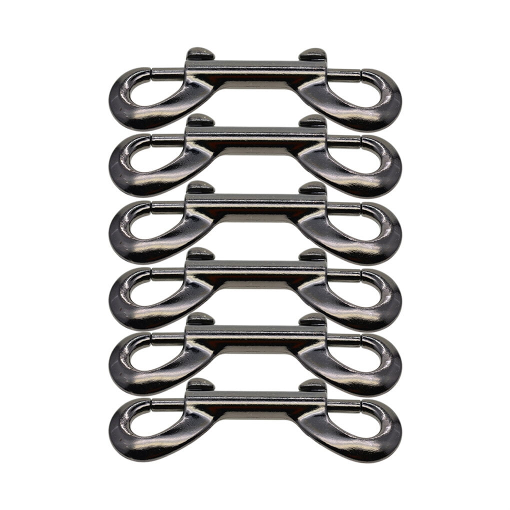 6 Pieces Steel Bolt Snaps Portable Chains Garage Metal Detachable Heavy Duty Double Heads Clasp Hook Indoor Outdoor Key Chain Wire Buckles Black