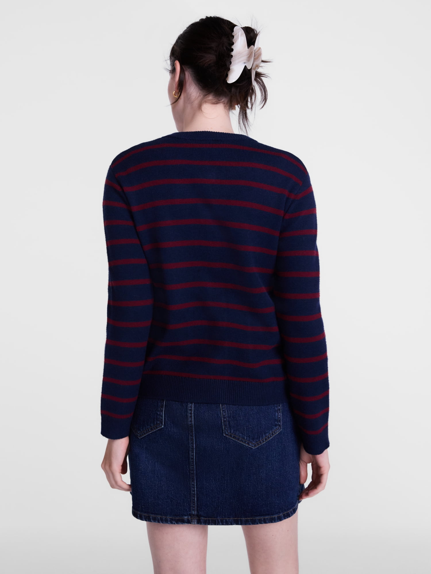 Scenario Women's Crewneck Cardigan with Patch Pockets, Lightweight, Sizes XS-XXXL