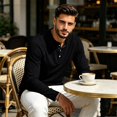 thumbnail image 6 of Mens Waffle Knit Henley Shirt Long Sleeve Casual Loose Fit Pullover Top for Fall Winter Out Workwear Comfortable Stretch Black 2XL, 6 of 8