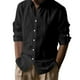 thumbnail image 2 of pstuiky camisas de hombre de manga larga, Camisa de hombre de lino y color liso con cuello alto y ventilación, manga larga Tops de hombre s, 2 of 9