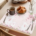 thumbnail image 3 of Cherry Blossom Rabbits Placemats Set of 4, Japanese Pink Cherry Floral Bunny Pink Non-Slip Place Mats Washable Table Mats for Kitchen Dining Table Decorations Indoor/Outdoor, 3 of 9