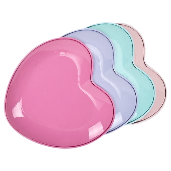 4pcs Heart Shaped Stainless Steel Jewelry Tray for Home Assorted Color Portable Storage Plate Nail