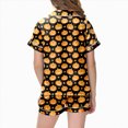 thumbnail image 5 of CAUYDY Girls Halloween Silk Pajama Set Print Short Sleeve Button Up Shirt and Shorts Holiday 2 Pcs Sets,2-3 Y, 5 of 5