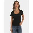 thumbnail image 4 of Women's T Shirts Short Sleeve Scoop Neck Basic Going Out Tops Fashion Slim Fit Tee, 4 of 6