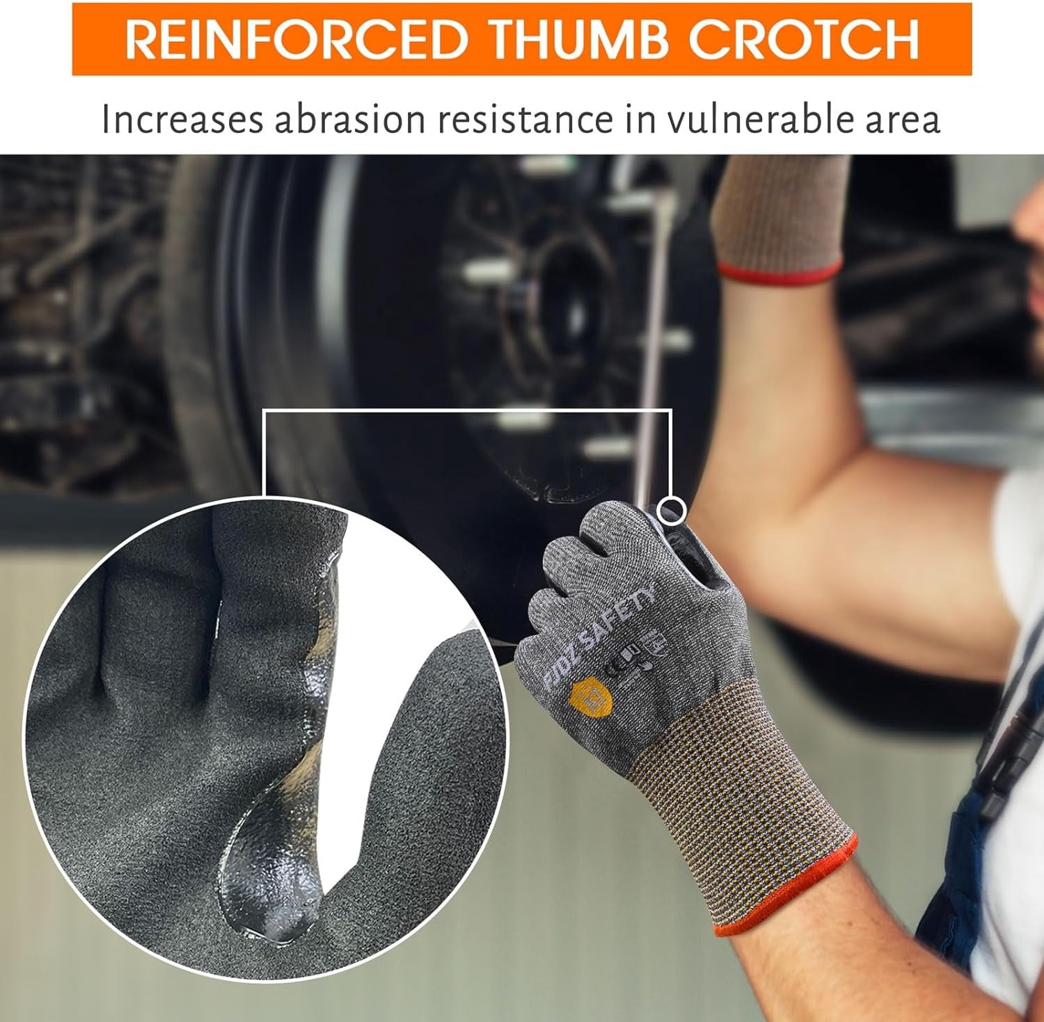 EvridWear ANSI A7 Cut Resistant Gloves, 3 Pairs Touchscreen Cutting Gloves with Sandy Nitrile Coated Firm Grip for Wood Work,Warehouse, Handle Glass, Gardening, Construction, Fishing(Gray,Large)