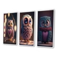 thumbnail image 3 of Designart "Knitted Love in Valentine Owl Artistry I" Animals Owl Framed Wall Art Set Of 3 - Pink Owl Frame Gallery Wall Set For Home Decor, 3 of 6