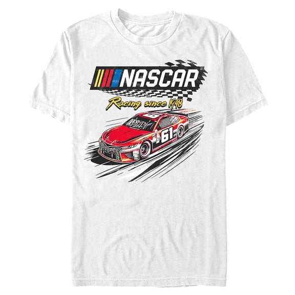 Men's Mad Engine  White NASCAR Checker Racing Graphic T-Shirt