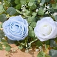 thumbnail image 6 of Lyacmy 6.07FT Artificial Eucalyptus Garland with Flowers, Blue Fake Rose Gypsophila Flower Garlands for Decoration, Greenery Garland Hanging Vines for Room Wedding Backdrop, 6 of 8