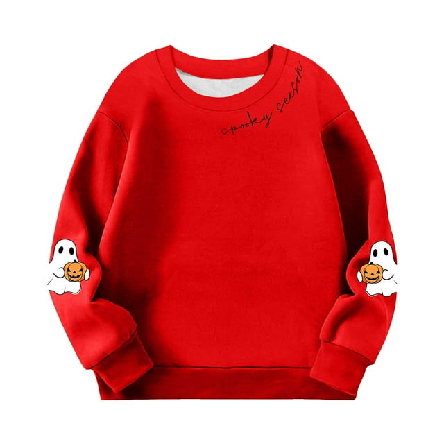 Économies d'Hiver! SROBPTY Chandails en Molleton à Manches Longues pour Garçons et Filles, Mode Dégradé Col Rond Rouge, 7 Ans