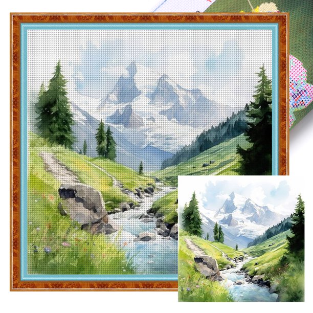 Hilo Algodón Ecológico Bordado Wdftyju 11CT 3 Hebras 45x45cm Kit Punto Cruz