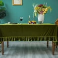 thumbnail image 4 of Velvet Tablecloth Luxurious Solid Rectangle Table Cloth,Oblong Retro Farmhouse Ruffle Tablecloths Washable Table Cover for Party Olive Green,52x70 Inches, 4 of 17