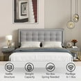 thumbnail image 2 of Shininglove Queen Size Upholstered Bed Framewith Mattress Foundation Strong Wooden Slats Support, Light Grey, 2 of 6