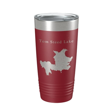 

Tom Steed Lake Map Tumbler Travel Mug Insulated Laser Engraved Coffee Cup Oklahoma 20 oz Maroon