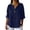Dark Blue Womens Tops, variant on Womens Tops Plus Size S-5XL Button V Neck T-Shirts for Women Elbow Length Sleeve Solid Color Pullover Fall Tees Gifts for Mom
