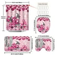 thumbnail image 3 of Waterproof Valentine's Day Bathroom 4-Piece with Shower Curtain Mats Toilet Cover Heart Pattern Design for Bathroom Decor Romantic Theme for Valentine's Celebration, Easy to Clean and Maintain, 3 of 9